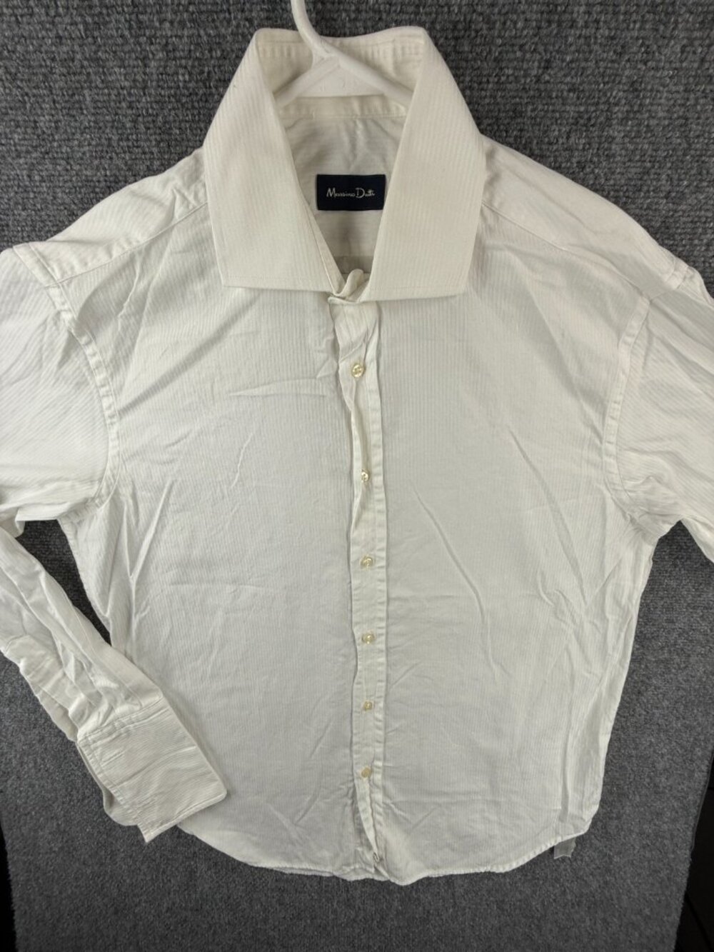 Massimo Dutti Long Sleeve White Button Up Shirt Men Cotton Size 17 (43) Woven